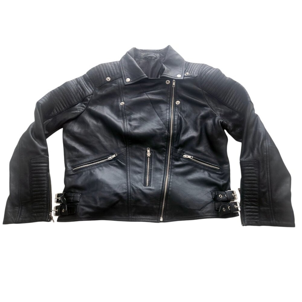 Echtes Leder Motorcycle Biker Leather Jacket Black